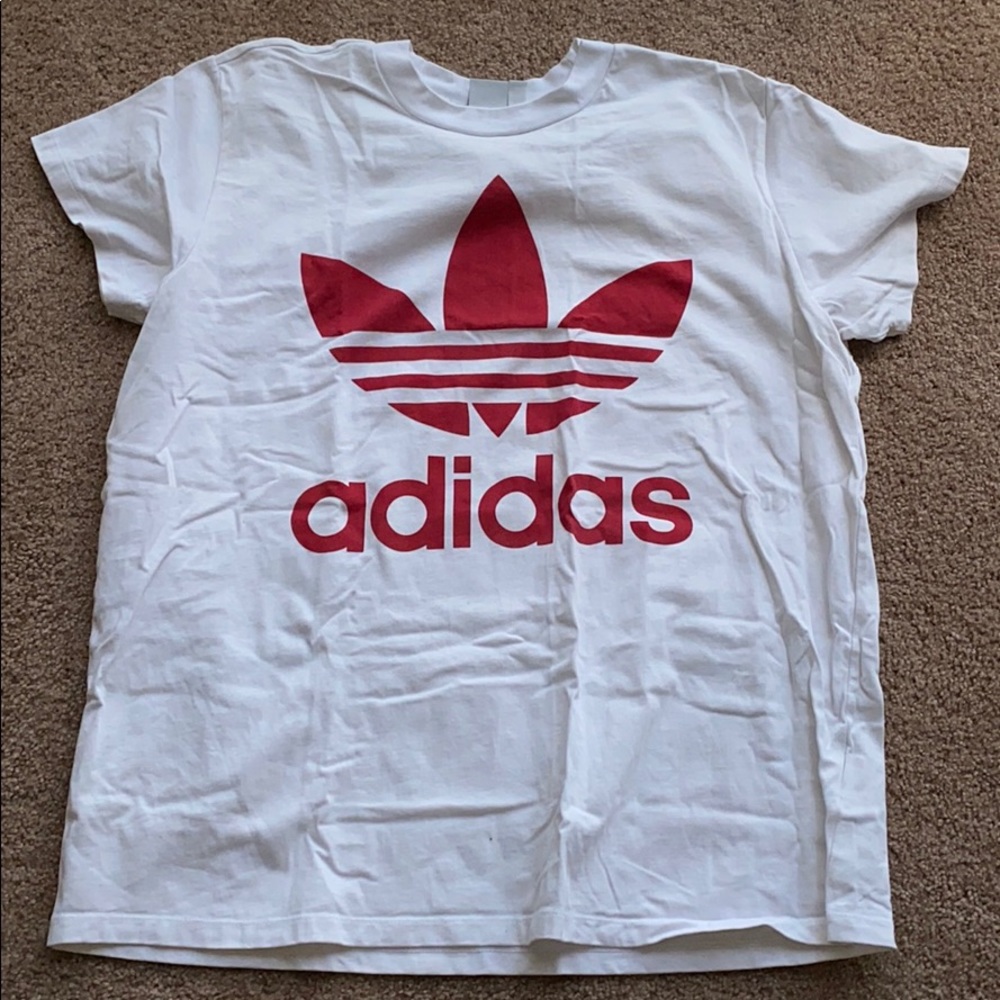 Adidas red logo tee